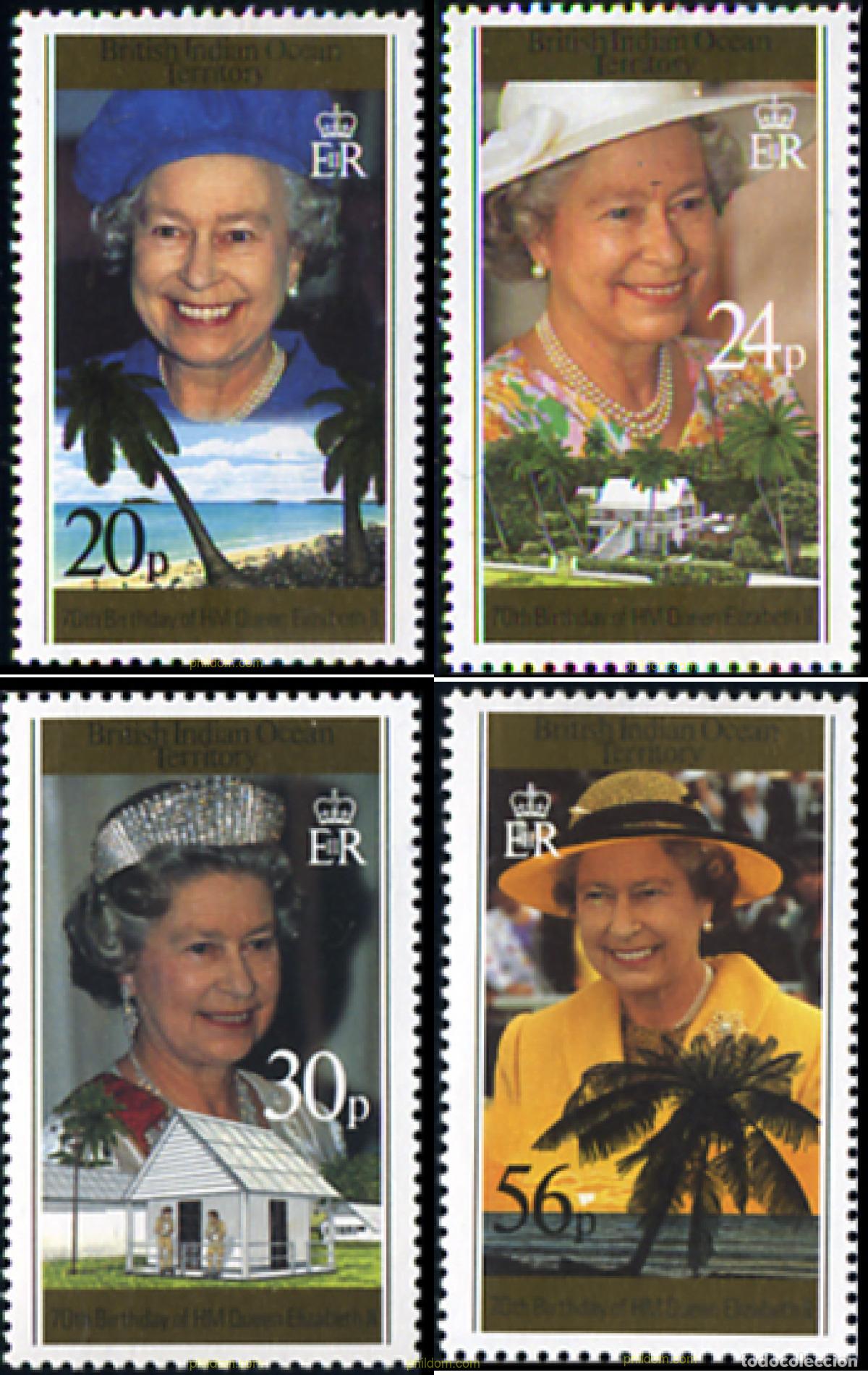 Sellos: 349149 MNH OCEANO INDICO BRITANICO 1996 70 ANIVERSARIO DE ISABEL II
