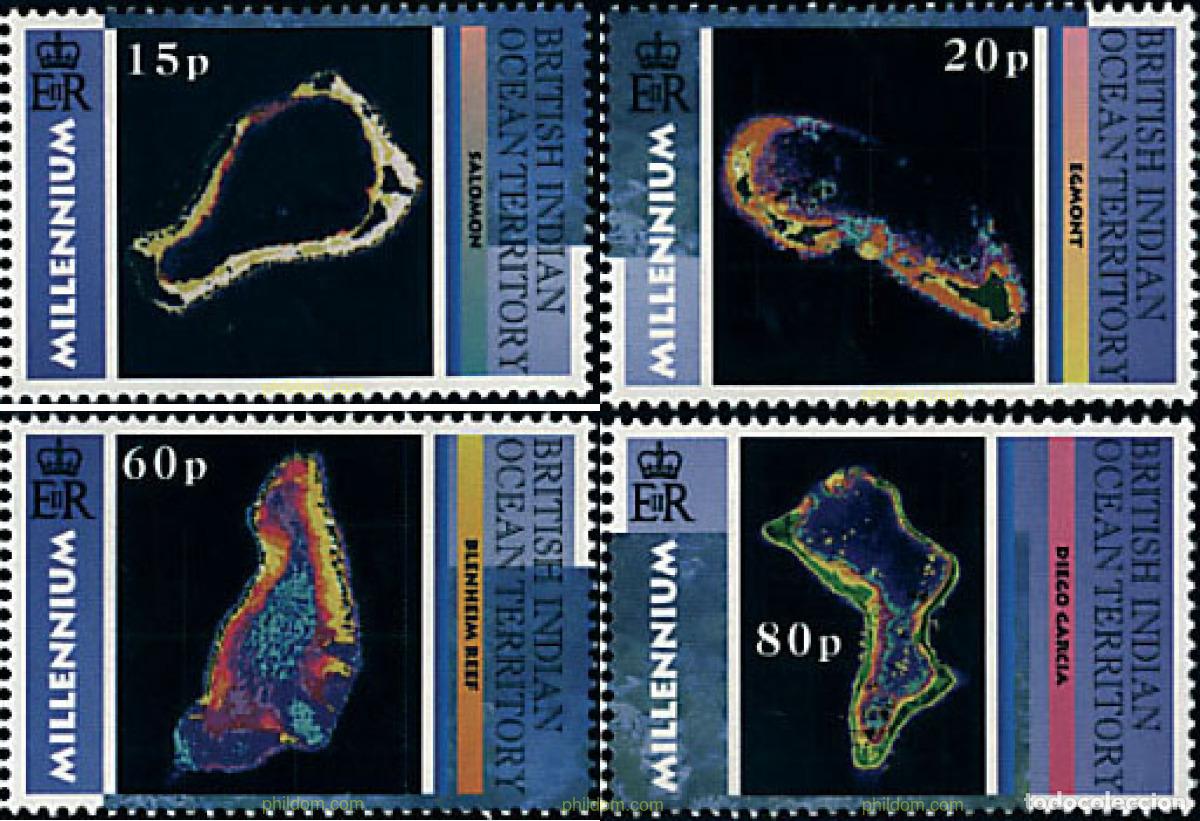 Sellos: 60331 MNH OCEANO INDICO BRITANICO 2000 MAPAS DE LAS ISLAS FOTOGRAFIADAS DESDE SATELITE