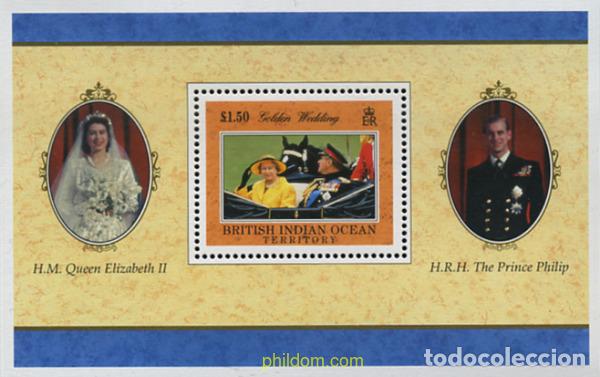 Sellos: 349152 MNH OCEANO INDICO BRITANICO 1997 BODAS DE ORO DE LA REINA ISABEL II