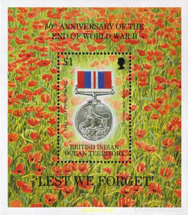 Sellos: 349147 MNH OCEANO INDICO BRITANICO 1995 50 ANIVERSARIO DEL FIN DE LA SEGUNDA GUERRA MUNDIAL