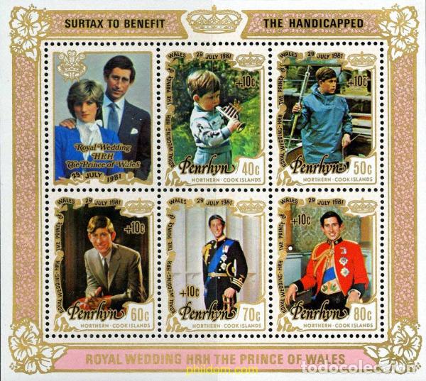 Timbres: 55013 MNH PENRHYN 1981 BODA DEL PRINCIPE CARLOS Y LADY DIANA SPENCER