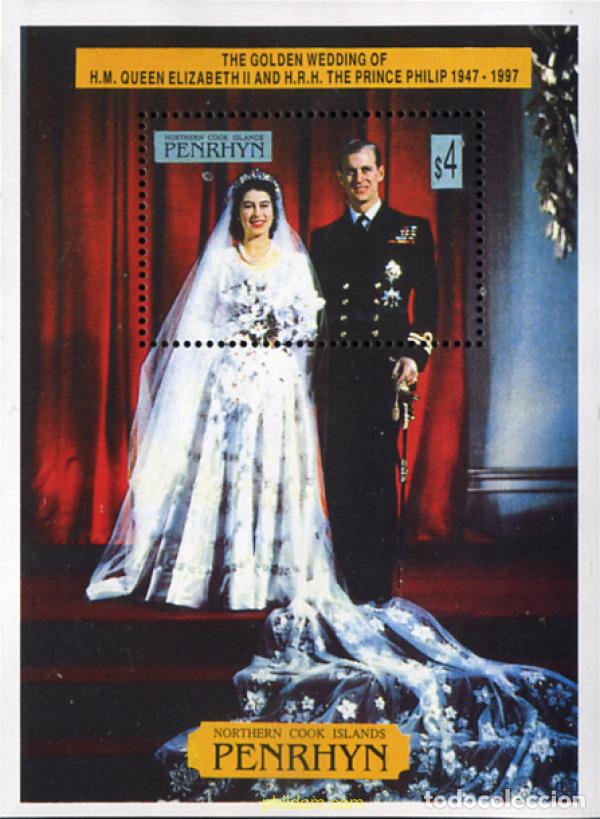 Sellos: 351172 MNH PENRHYN 1997 50 ANIVERSARIO DE LA BODA DE ISABEL II