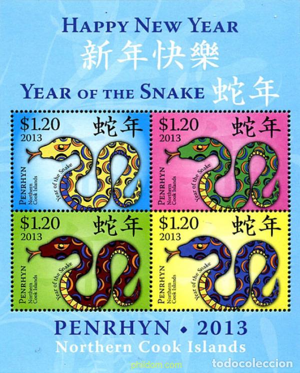 Sellos: 301288 MNH PENRHYN 2013 A&Ntilde;O LUNAR CHINO - A&Ntilde;O DE LA SERPIENTE