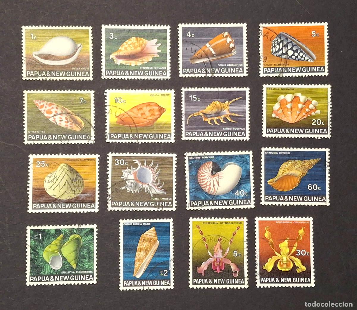 Sellos: 16 sellos dePap&uacute;a Nueva Guinea - vida marina