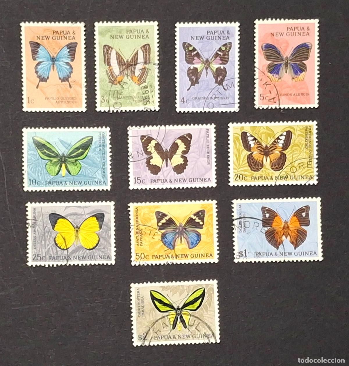 Sellos: 11 sellos dePap&uacute;a Nueva Guinea - mariposas