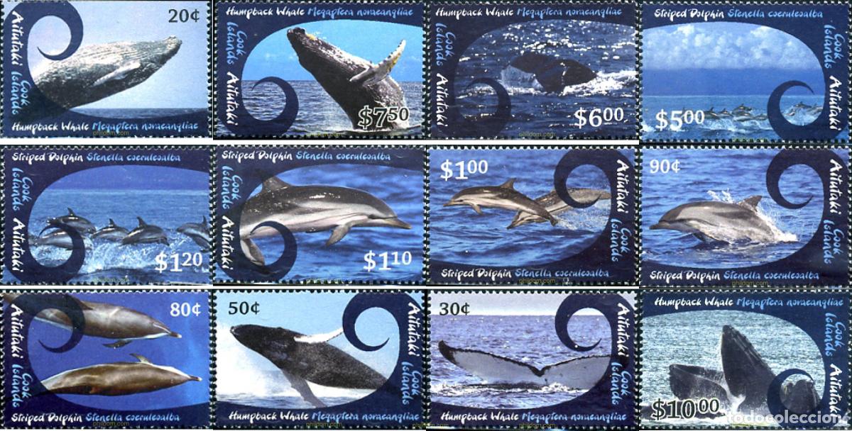 Sellos: 284032 MNH AITUTAKI 2012 BALLENAS Y DELFINES.