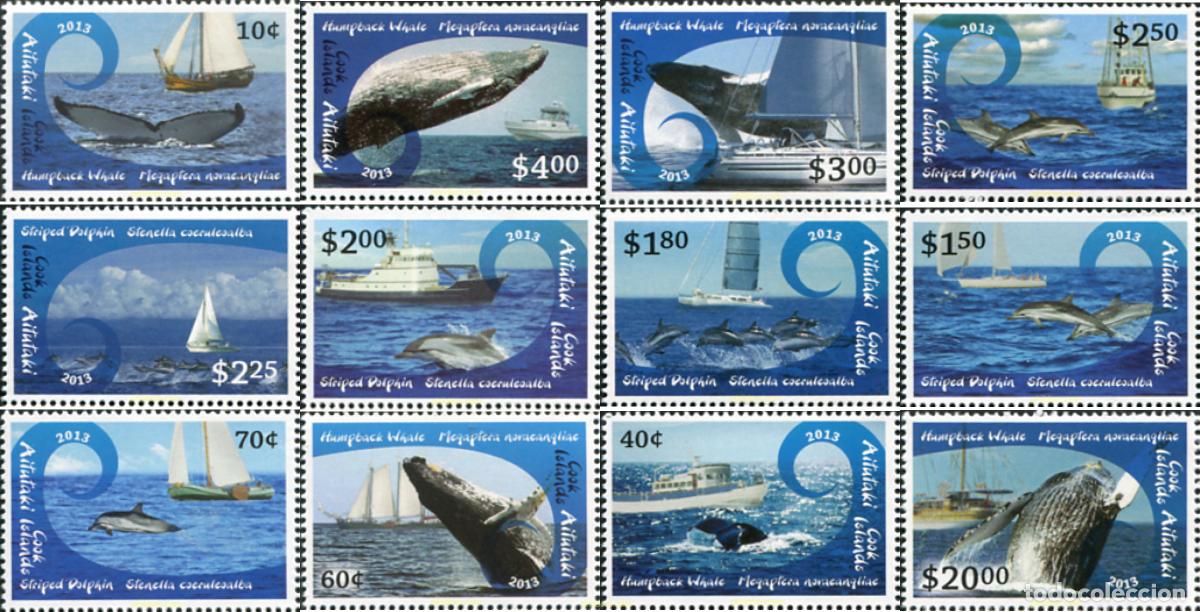 Sellos: 680553 MNH AITUTAKI 2013 BALLENAS, DELFINES Y BARCOS.