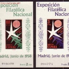 Sellos: ESPAÑA 1222/23** - AÑO 1958 - EXPOSICION FILATÉLICA NACIONAL