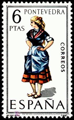 Sellos: ESPA&Ntilde;A 1970 1950 TRAJE PONTEVEDRA - Foto 1