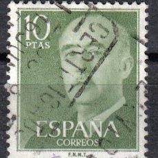 Sellos: ESPAÑA 1955 - 10 P - EDIFIL 1163 - GENERAL FRANCO - USADO