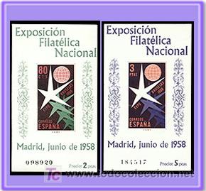 Sellos: ESPA&Ntilde;A 1958 1222/3 HB Bruselas - Foto 1