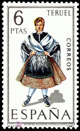 Sellos: ESPA&Ntilde;A 1970 1959 TRAJE TERUEL - Foto 1
