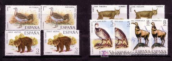 Sellos: DOS SERIES-FAUNA HISPANICA- A&Ntilde;O 1971- N&ordm; 2036/2040