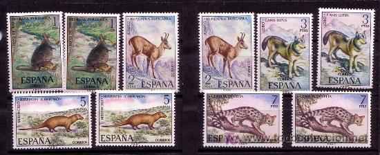 Sellos: DOS SERIES-FAUNA HISPANICA- A&Ntilde;O 1972- N&ordm; 2102/2106