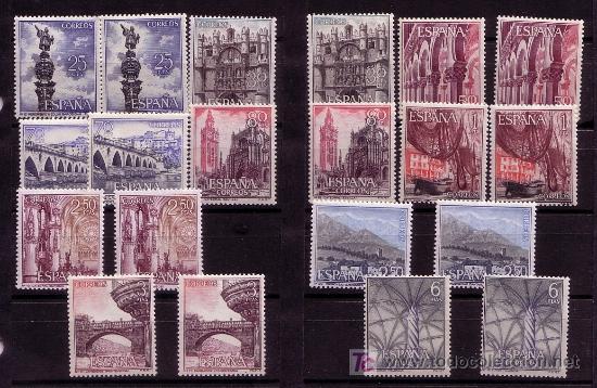 Sellos: DOS SERIES-SERIE TURISTICA A&Ntilde;O 1965- N&ordm; 1643/1652
