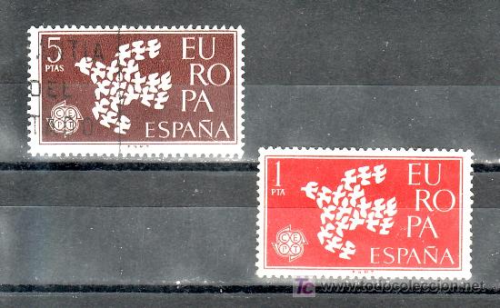 Sellos: espa&ntilde;a 1371/2 usada, tema europa, cept, - Foto 1