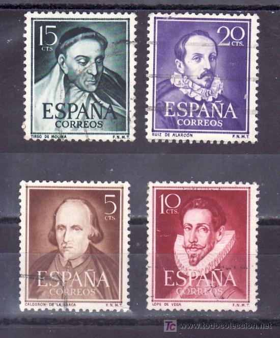 Sellos: espa&ntilde;a 1071/4 usada, literatos, - Foto 1