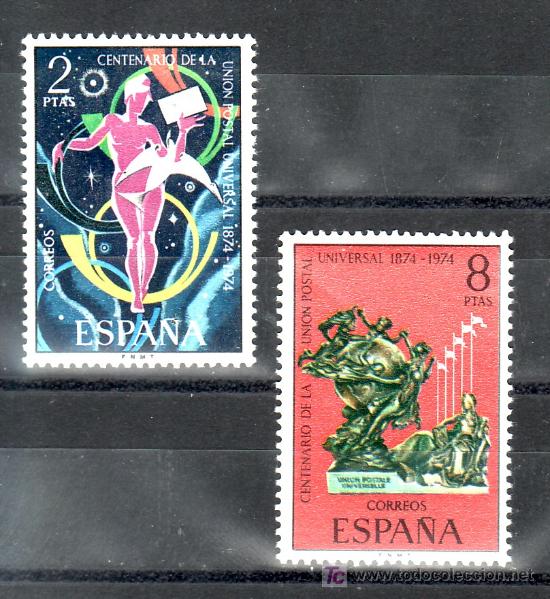 Sellos: espa&ntilde;a 2211/2 sin charnela, u.p.u., centenario de la union postal universal, - Foto 1