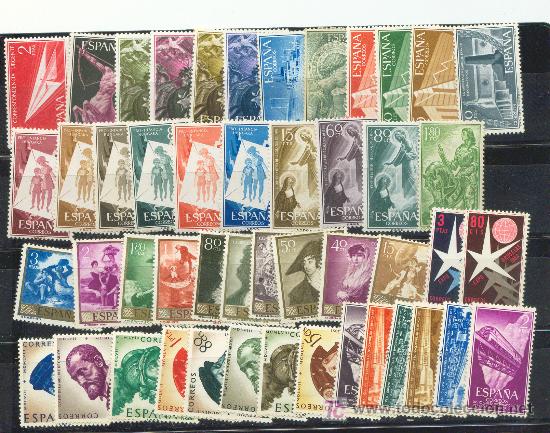 Timbres: Series completas de los a&ntilde;os 1956 a 58, nuevas, mayoria grueso fijasellos. Alg&uacute;n sello goma regular.