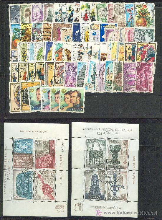 Timbres: Sellos a&ntilde;o 1975 con las hojitas pero sin los sellos recortados. Matasellados.