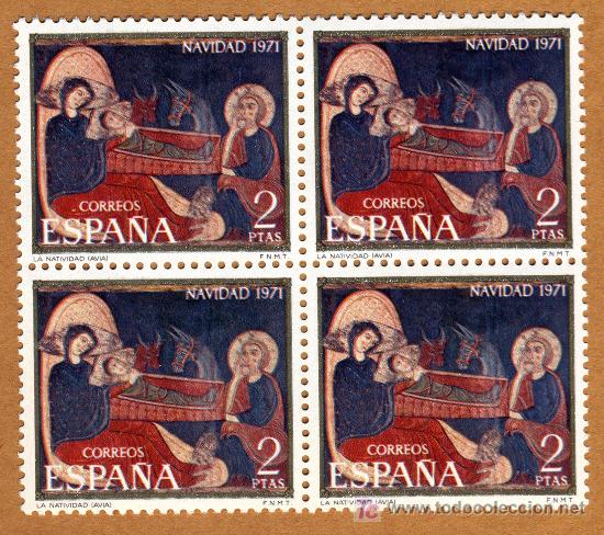 Sellos: NAVIDAD 1971-BLOQUE DE 4- EDIFIL 2061/1 - Foto 2