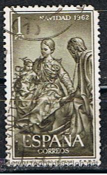 Sellos: ESPA&Ntilde;A // EDIFIL 1478 // 1962 ... NAVIDAD ... USADO - Foto 1