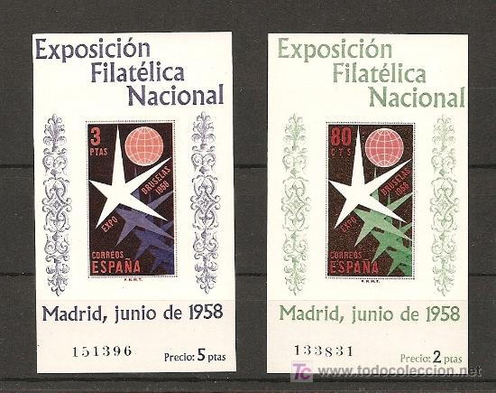 Sellos: ESPA&Ntilde;A-1958-ED.1222/3 H.B.-NUEVO - Foto 1