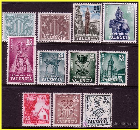 Sellos: VALENCIA 1963 a 1985 Plan Sur, sobretasa n&ordm; 1 a 11 * - Foto 1