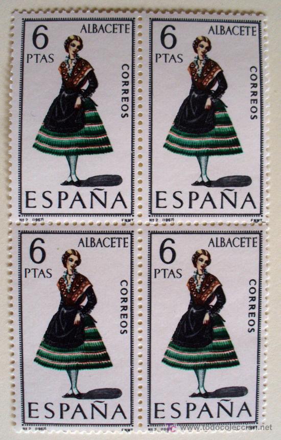 Francobolli: TRAJES TIPICOS- ALBACETE-BLOQUE DE 4