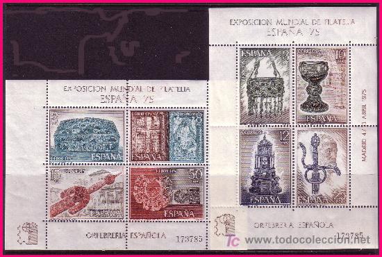 Timbres: 1975 Hojas de Orfebrer&iacute;a con el mismo n&ordm;, EDIFIL n&ordm; 2252 a 2253 * *