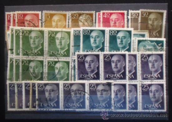 Sellos: Espa&ntilde;a 1955-56. General Franco. C&eacute;ntimos. - Foto 1
