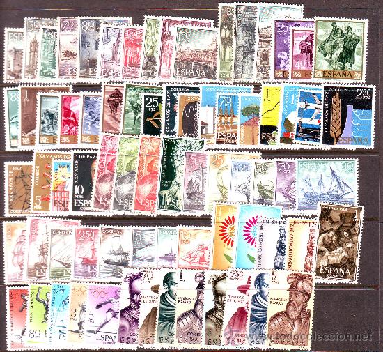 Timbres: ESPA&Ntilde;A***.A&Ntilde;O 1964.COMPLETO SIN FIJASELLOS A FALTA DE ESCUDOS Y SERIE EDIFIL:1590/1594.73 VALORES.
