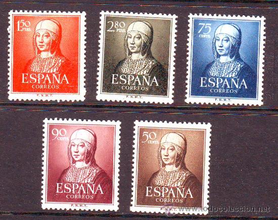 Selos: ESPA&Ntilde;A***.A&Ntilde;O 1951.EDIFIL:1092/1096.ISABEL LA CATOLICA.SERIE NUEVA SIN FIJASELLOS.
