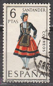 Sellos: Edifil 1954, traje regional de Santander, usado - Foto 1