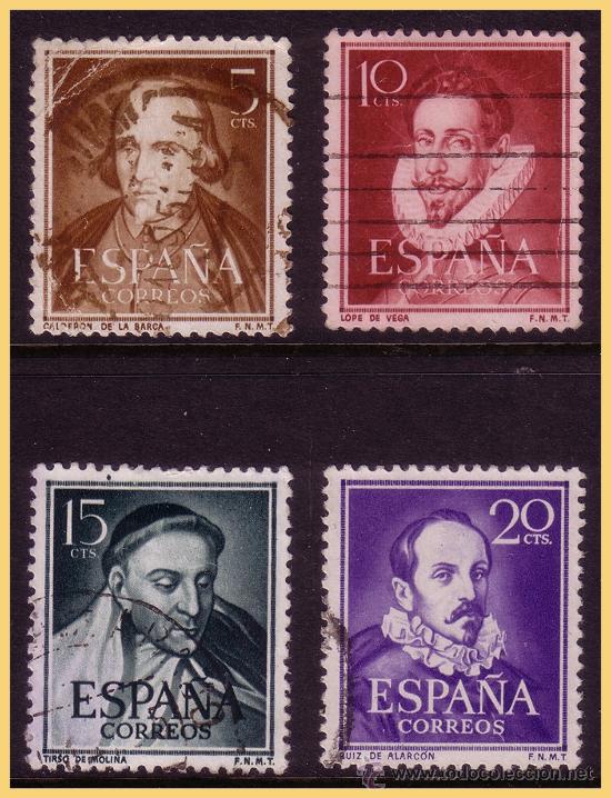 Sellos: 1950 Literatos, Edifil n&ordm; 1071 a 1074 (o)
