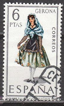 Sellos: Edifil 1844, traje regional de Gerona, usado - Foto 1