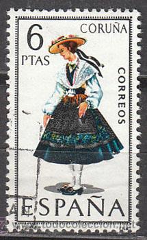 Sellos: Edifil 1841, traje regional de Coru&ntilde;a, usado - Foto 1