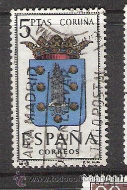Sellos: 1963 ESPA&Ntilde;A - ESCUDOS - CORU&Ntilde;A - USADO - EDIFIL 1483 - Foto 1