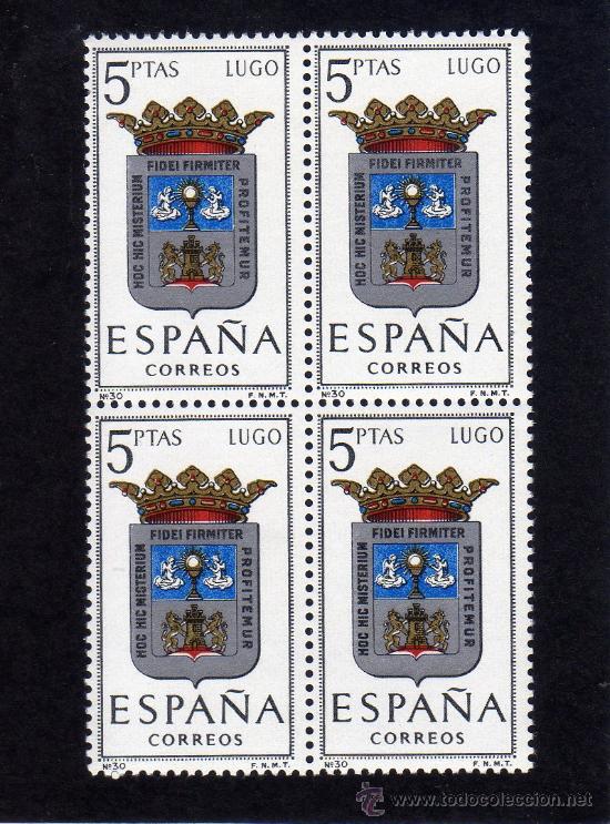 Sellos: ESCUDO DE LUGO  - EDIFIL1556 - BLOQUE DE CUATRO. - Foto 1