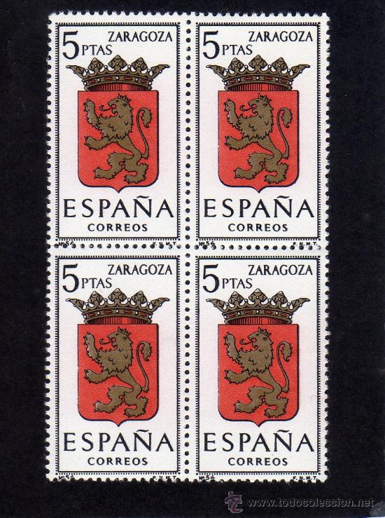 Sellos: ESCUDO DE ZARAGOZA - EDIFIL1701 - BLOQUE DE CUATRO. - Foto 1