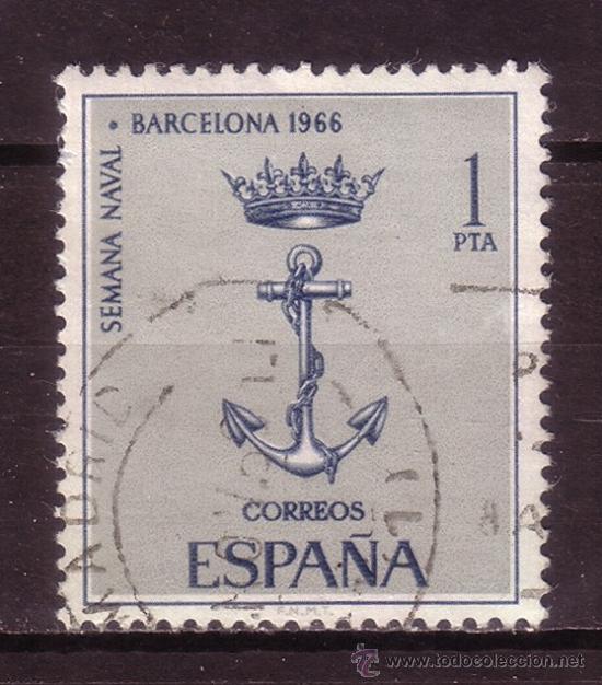 Sellos: ESPA&Ntilde;A 1737 - A&Ntilde;O 1966 - SEMANA NAVAL EN BARCELONA - Foto 1