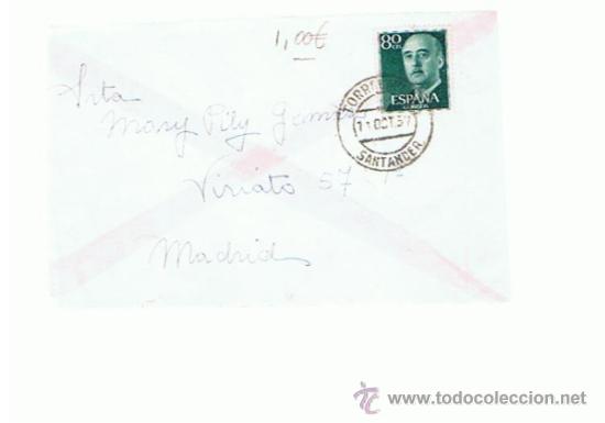 Sellos: franco circulado 1957  de  torrelavega santander a madrid - Foto 1