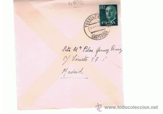 Sellos: franco circulado 1957  de  torrelavega santander a madrid - Foto 1
