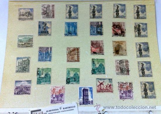 Sellos: CIRCA 1970-80.- HOJA CON 29 SELLOS DE LA &Eacute;POCA. - Foto 1