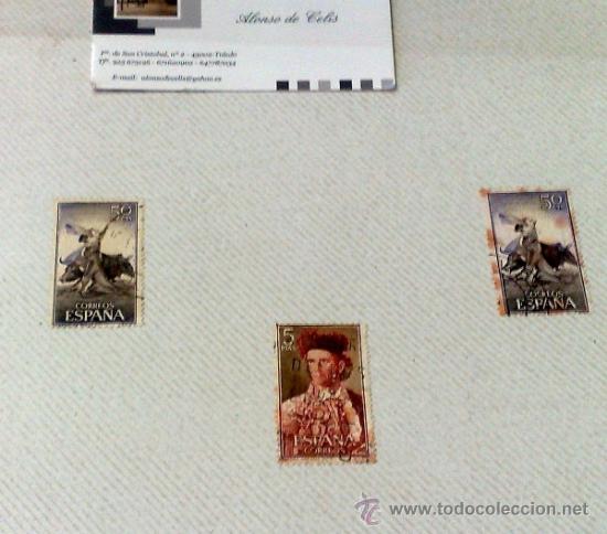 Sellos: CIRCA 1960-70.- HOJA CON 3 SELLOS DE LA &Eacute;POCA. - Foto 4