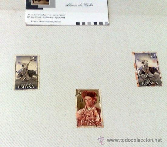 Sellos: CIRCA 1960-70.- HOJA CON 3 SELLOS DE LA &Eacute;POCA. - Foto 2