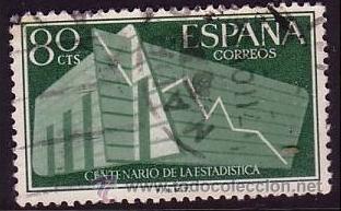 Sellos: Espa&ntilde;a. 1956. Centenario de la Estad&iacute;stica. Edifil 1197 - Foto 1