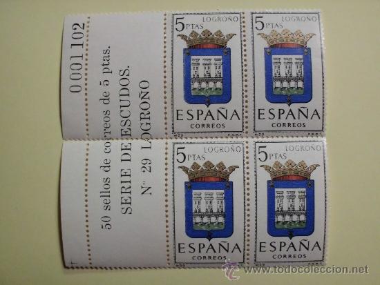 Sellos: Escudo Logro&ntilde;o. Ed.1555. Bloque de 4 en bandeleta - Foto 1