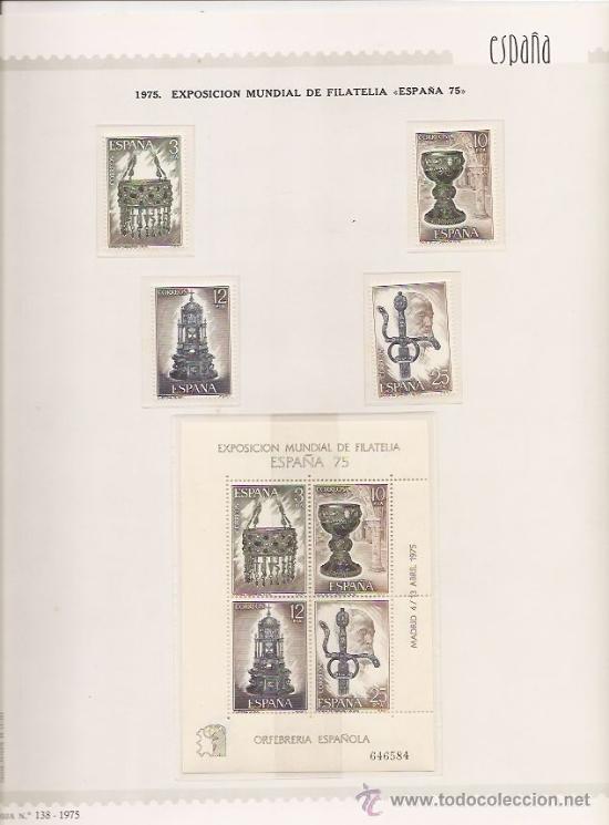 Stamps: 2 Hojitas + sellos procedentes de Hojitas de Orfebrer&iacute;a. Exposici&oacute;n Mundial de Filatelia 1975