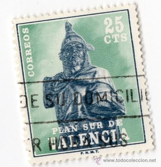 Sellos: 25 CTS PLAN SUR DE VALENCIA - JAIME I - Foto 1